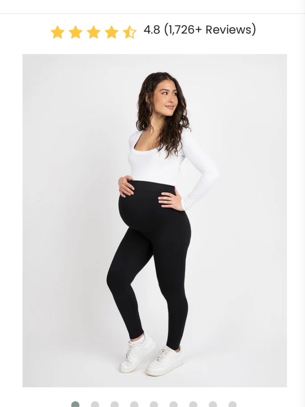 LASORA Maternity High-Waist Black Leggings - Compression Pregnancy Leggings